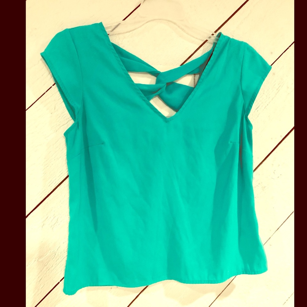 Express Blouse With Back Ties ~ Green ~ XS